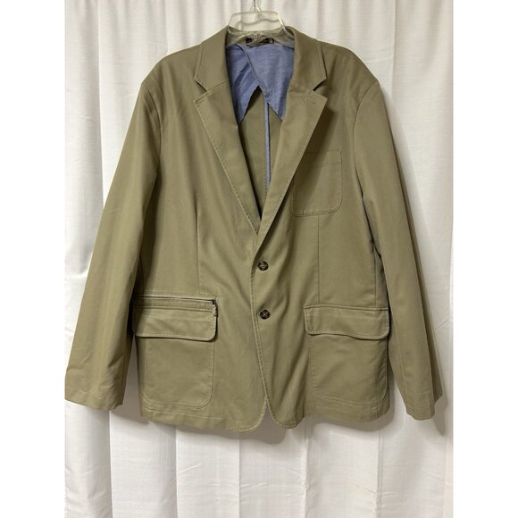 L.L. BEAN Field Blazer Mens 48R Tan Utility Coat Safari Jacket Elbow Patches - Picture 1 of 9